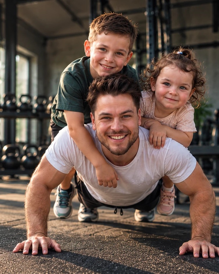 Niclas Seyda beim Training – Konzeptbild für Eltern, die Fitness und Familie verbinden